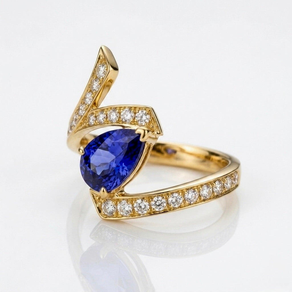 Majestic Pear Sapphire Wrap Ring