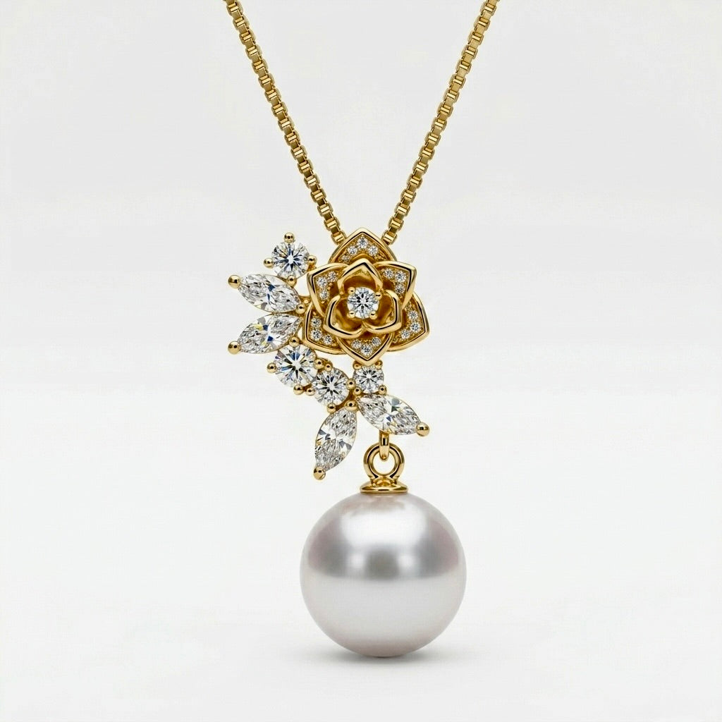 Rose Pearl Drop Pendant