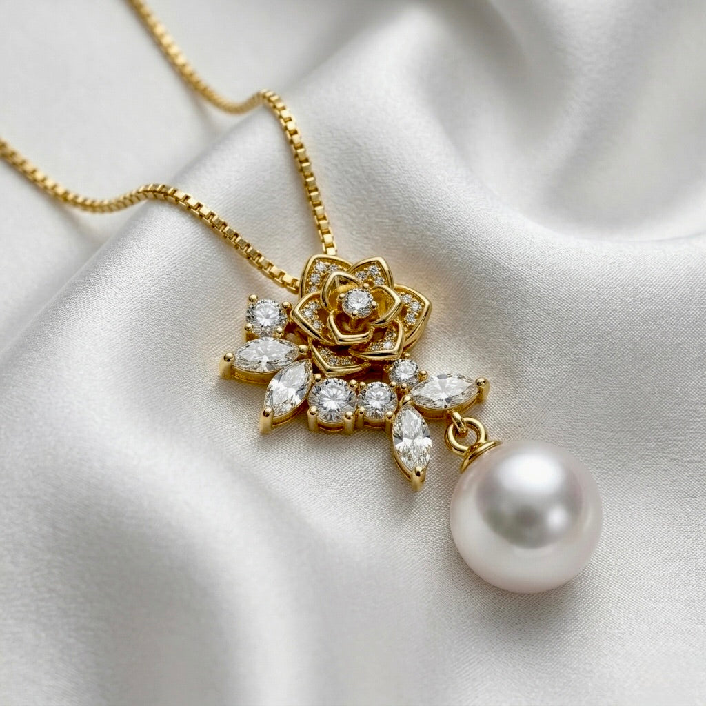 Rose Pearl Drop Pendant