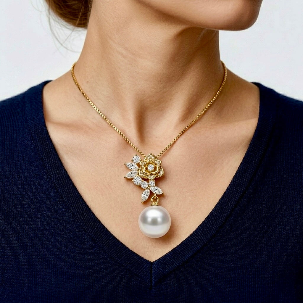 Rose Pearl Drop Pendant