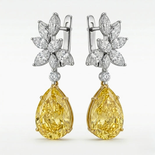 Canary Bloom Chandelier Drop Earrings