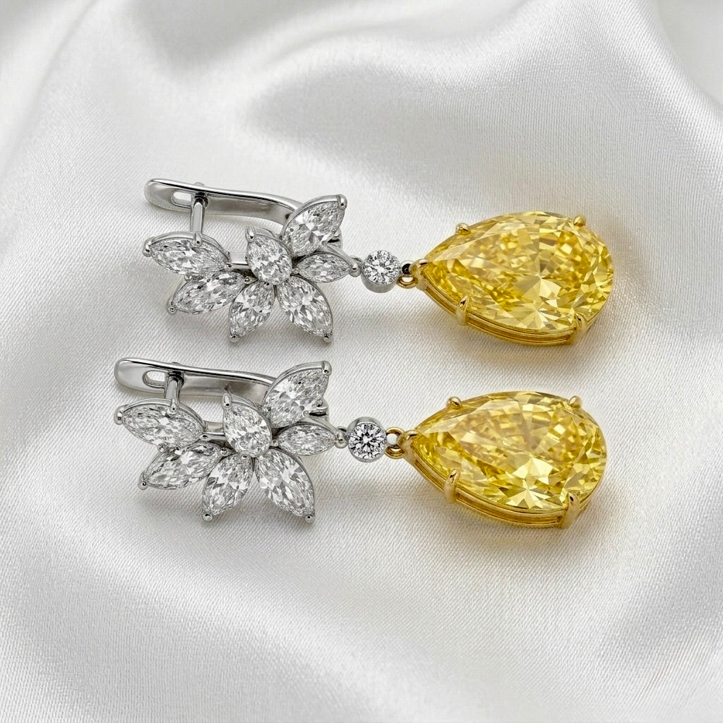 Canary Bloom Chandelier Drop Earrings