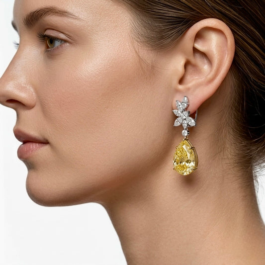 Canary Bloom Chandelier Drop Earrings