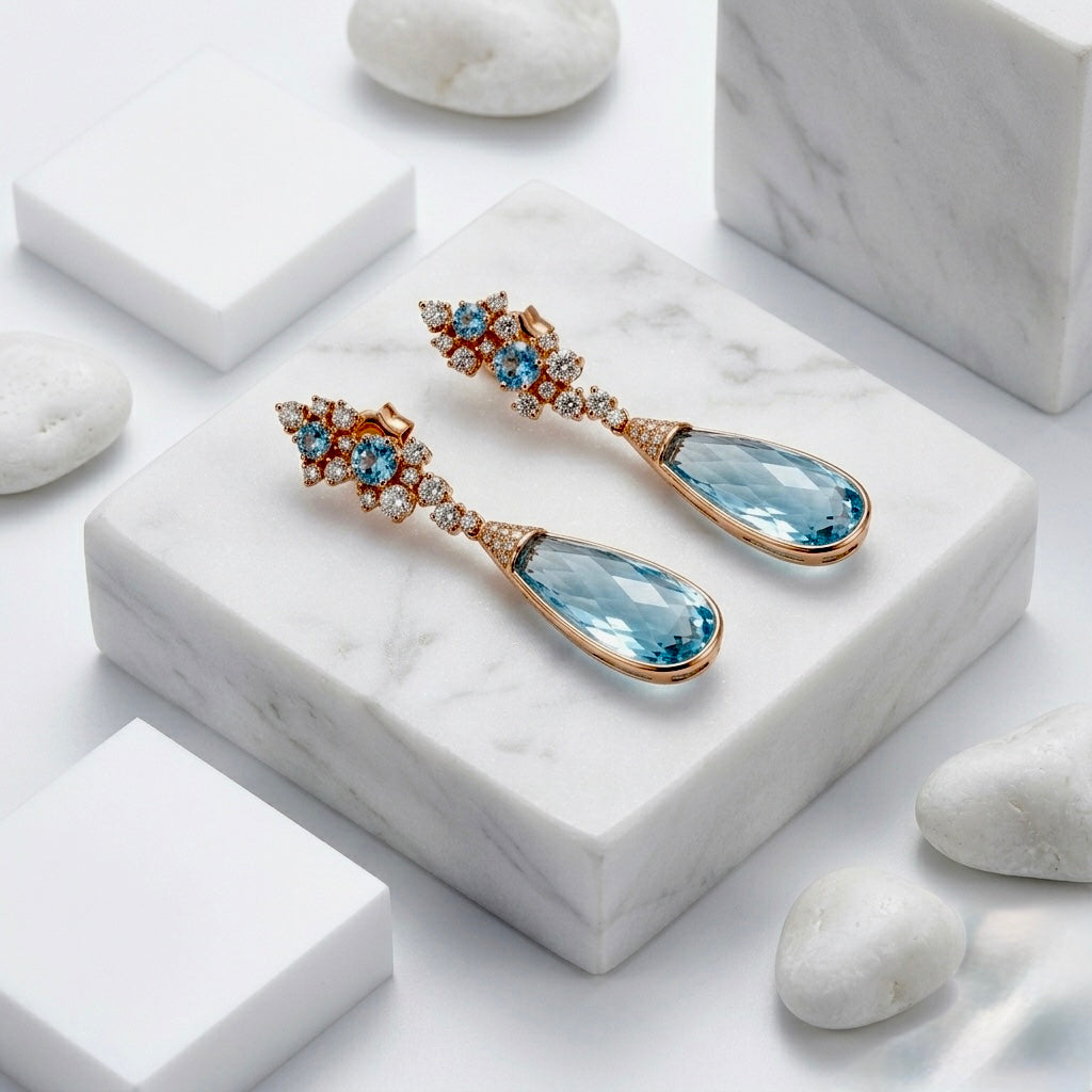 Celestial Aquamarine Drop Earrings
