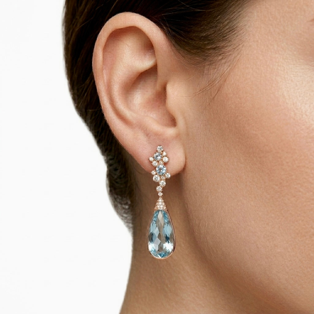 Celestial Aquamarine Drop Earrings