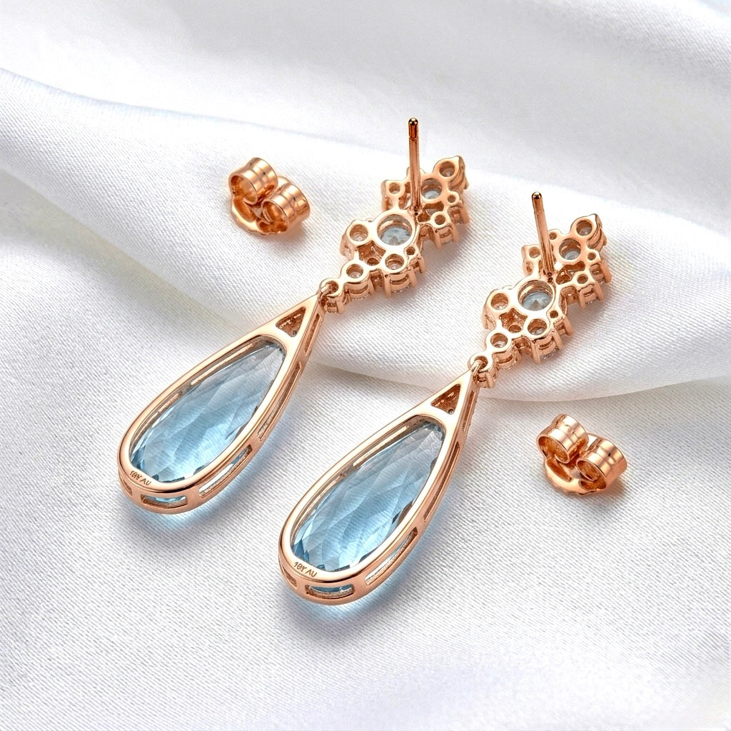 Celestial Aquamarine Drop Earrings