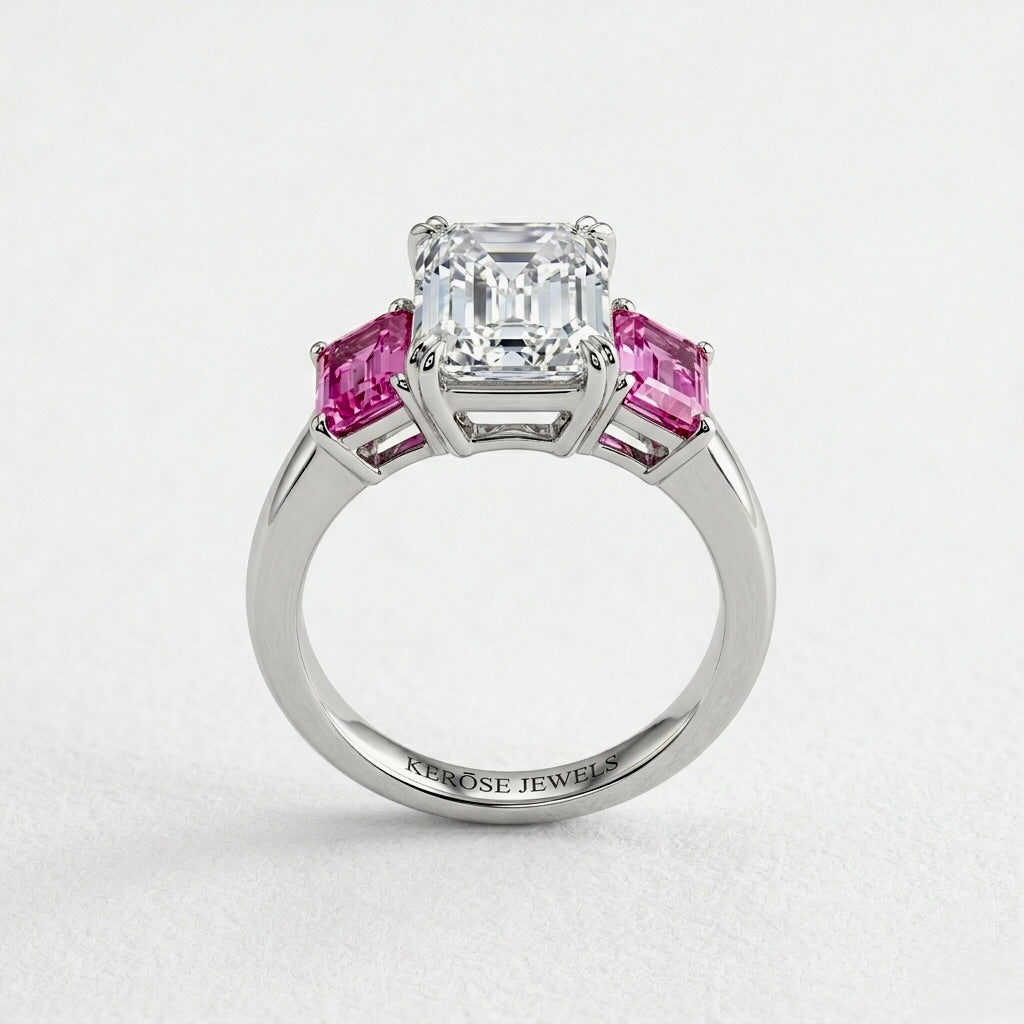 Rosé Emerald Cut Diamond Ring
