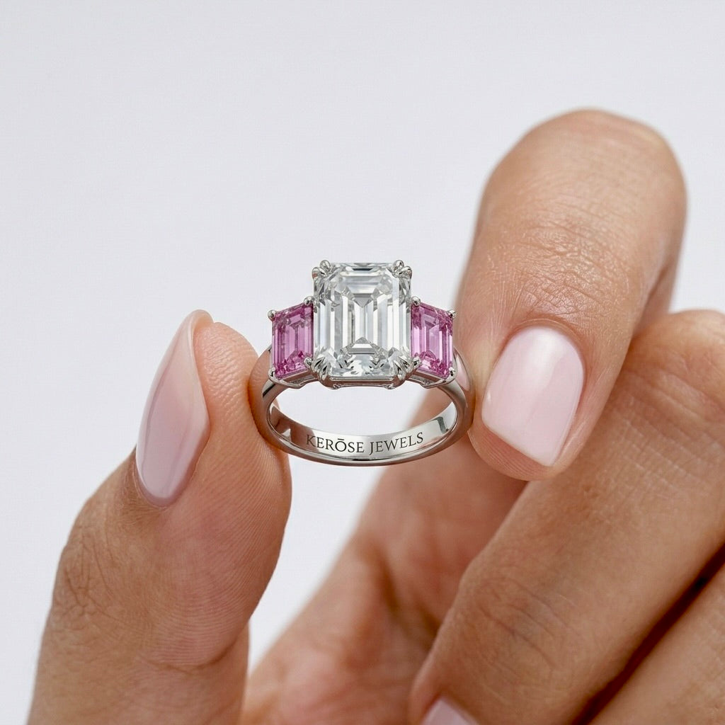 Rosé Emerald Cut Diamond Ring