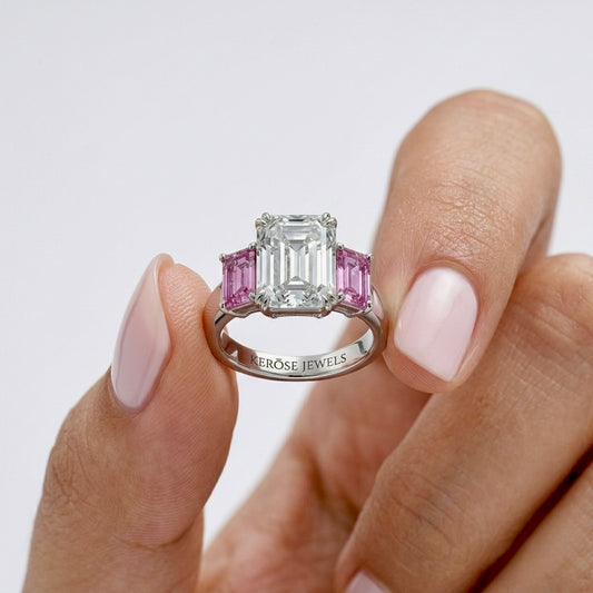 Rosé Emerald Cut Diamond Ring