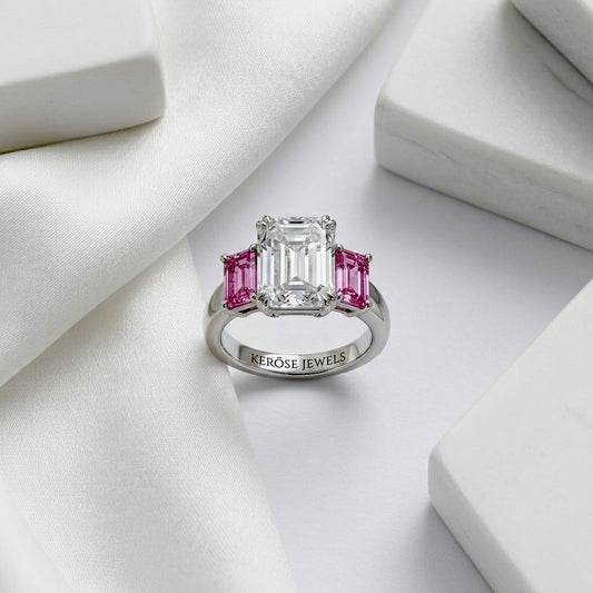 Rosé Emerald Cut Diamond Ring