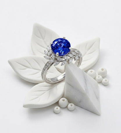 Celeste Sapphire Laurel Ring