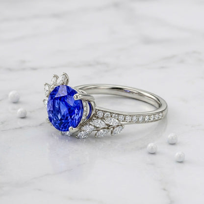 Celeste Sapphire Laurel Ring