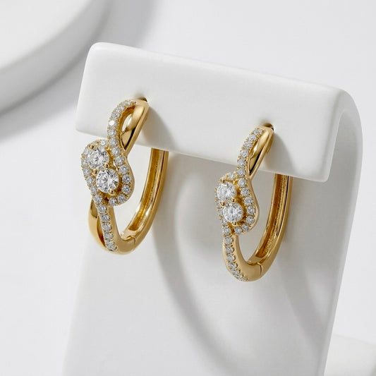 Twin-Stone Huggie Hoop Earrings
