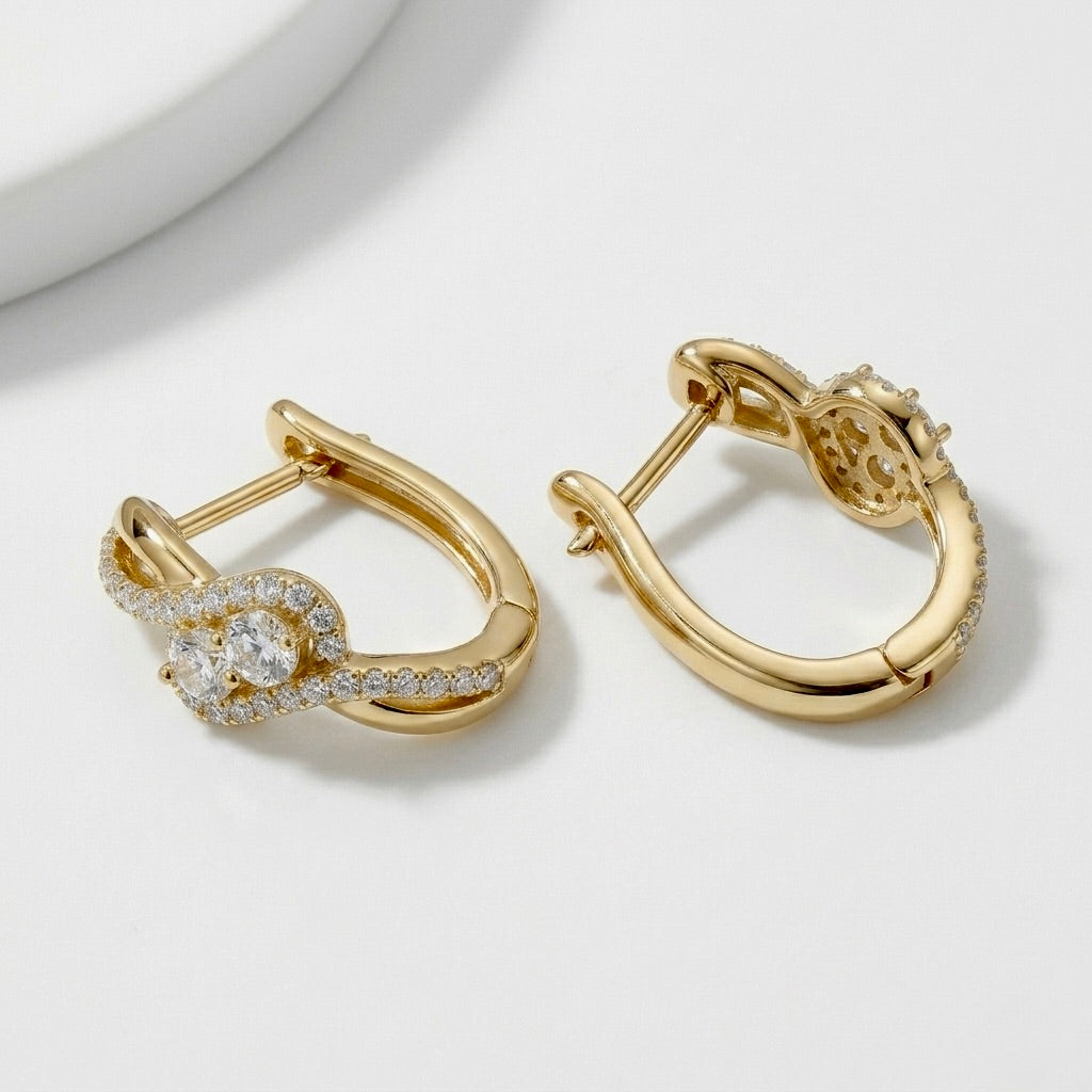 Twin-Stone Huggie Hoop Earrings