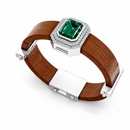 Heritage Emerald & Leather Cuff Bracele
