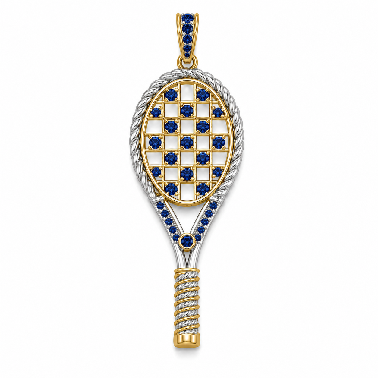 Champion Sapphire Tennis Racket Pendant