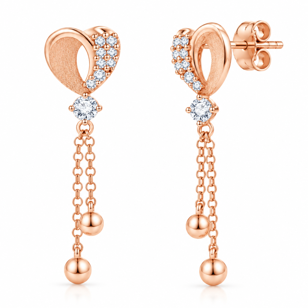 Heart Pavé Drop Earrings