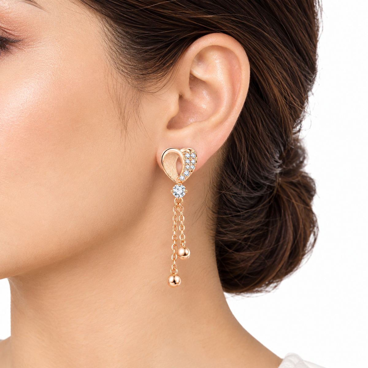 Heart Pavé Drop Earrings