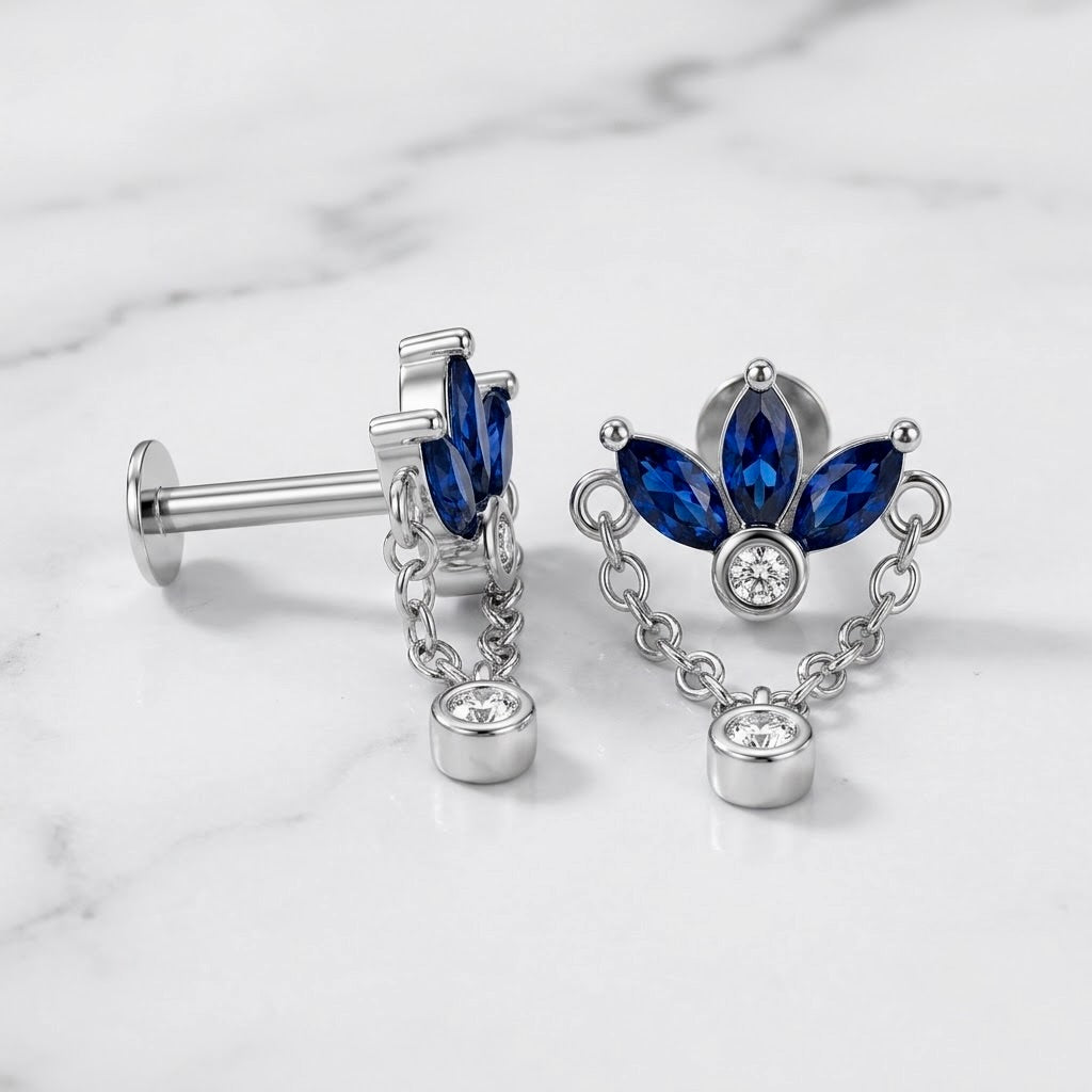 Sapphire Drop Stud Earrings