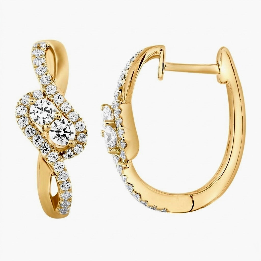 Twin-Stone Huggie Hoop Earrings