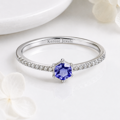 Hexagon Tanzanite Ring