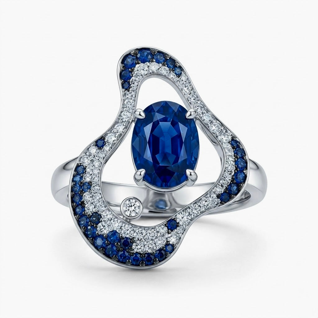 Indigo Wave Sapphire Statement Ring