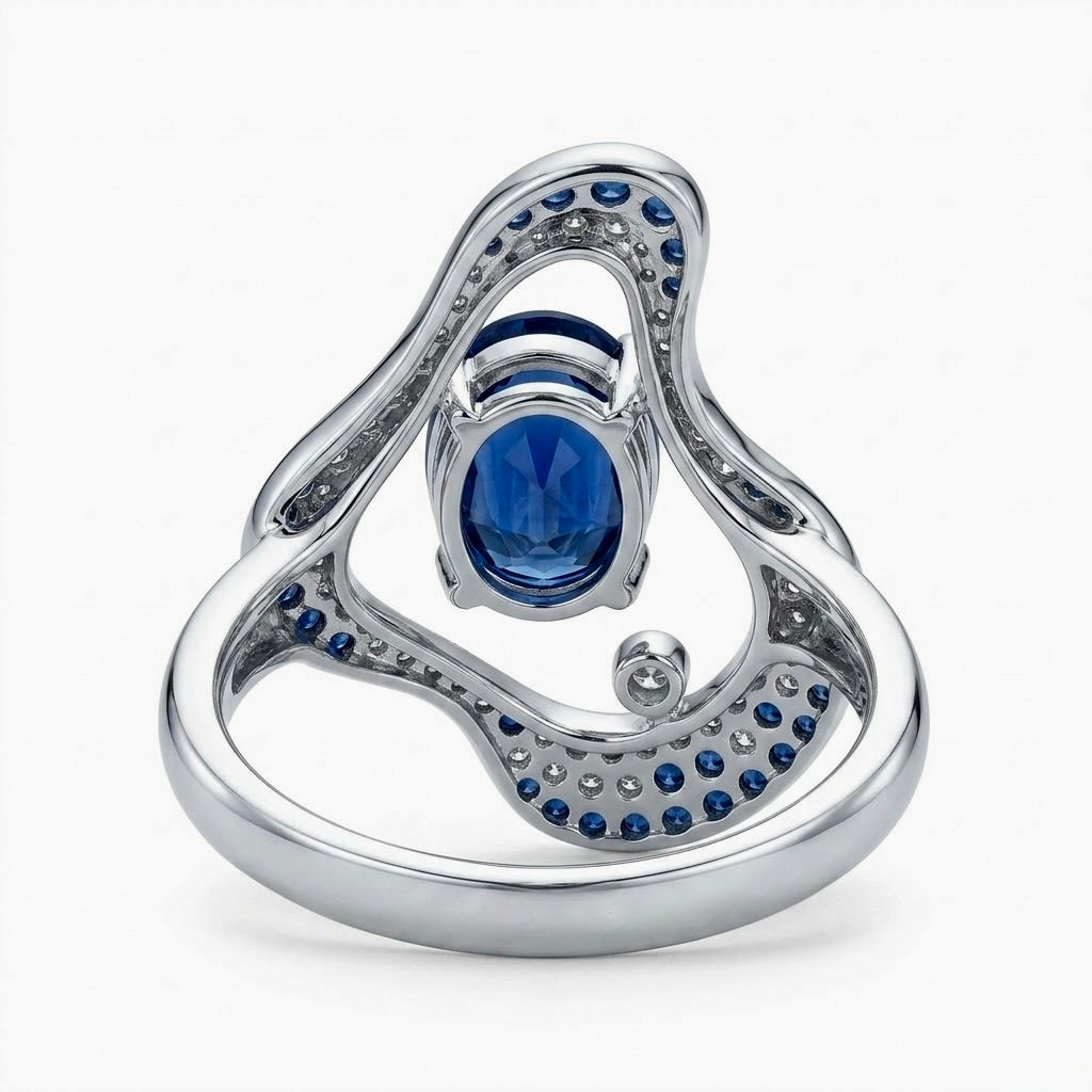 Indigo Wave Sapphire Statement Ring