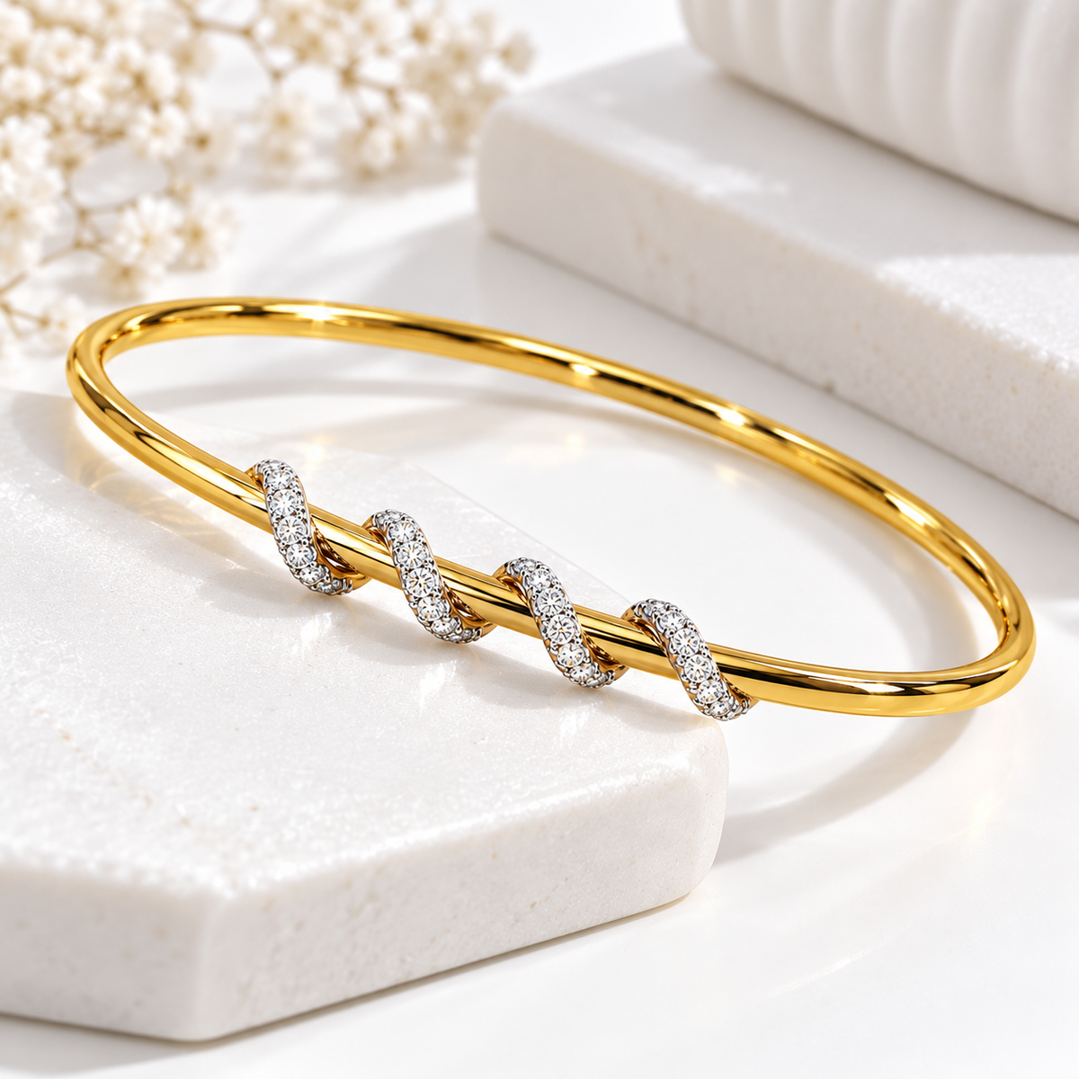 Spiral Diamond Wrap Bangle