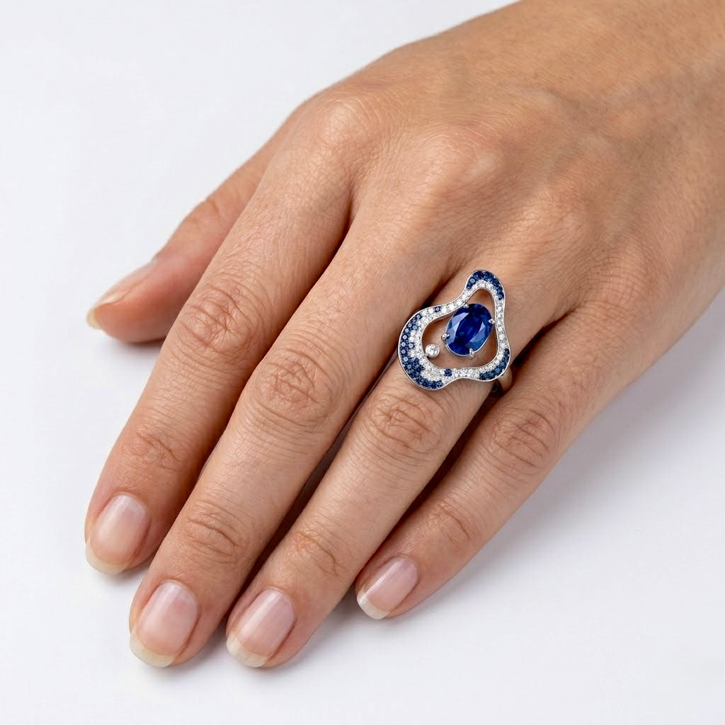 Indigo Wave Sapphire Statement Ring
