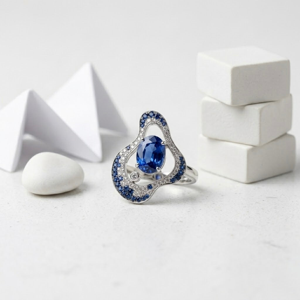 Indigo Wave Sapphire Statement Ring