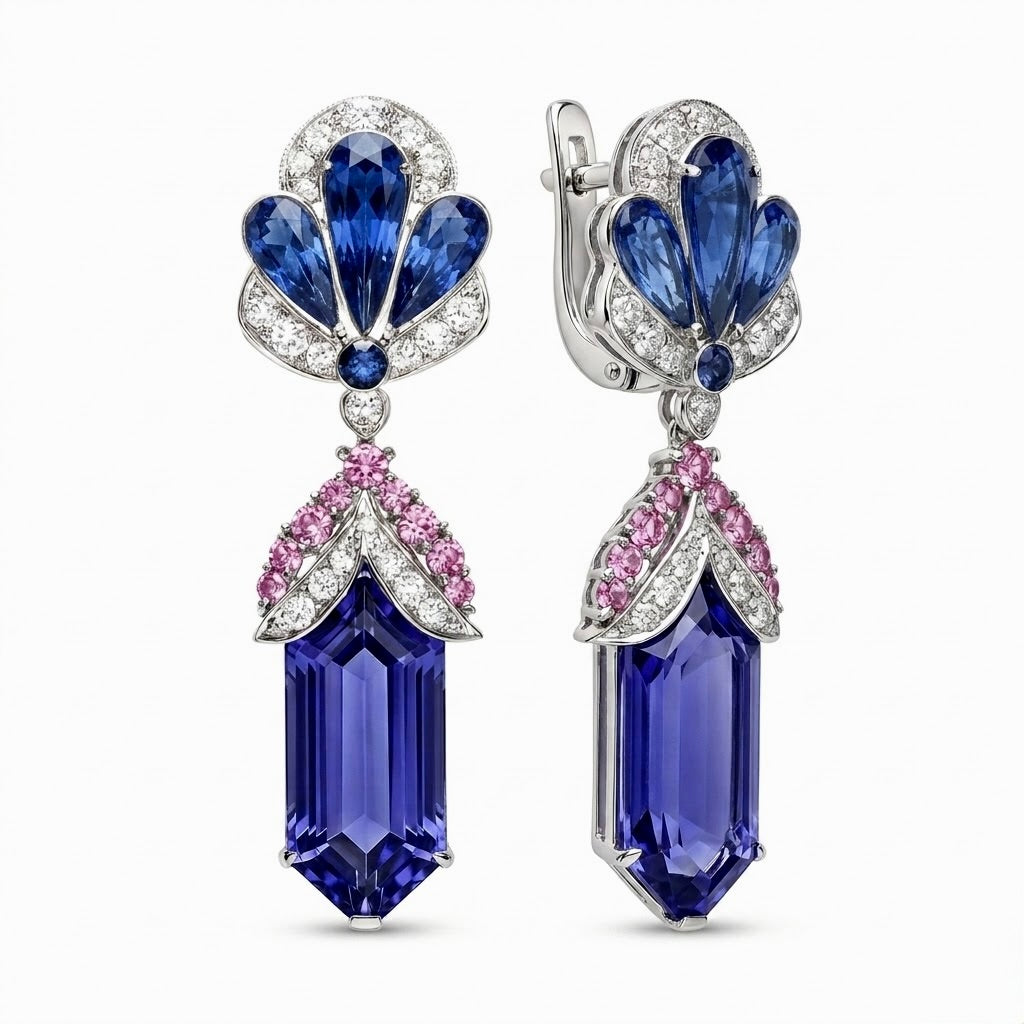 Imperial Fan Tanzanite Dangle Earrings