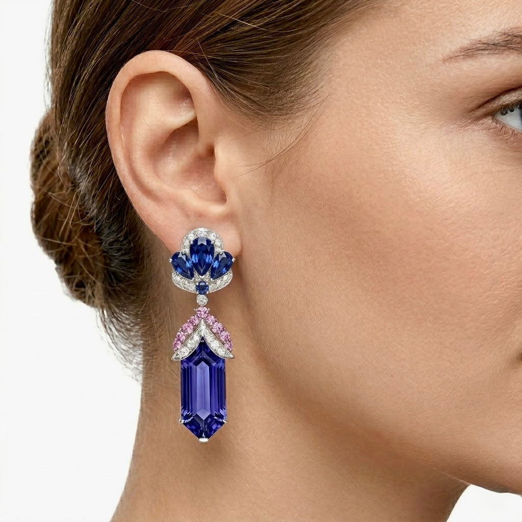 Imperial Fan Tanzanite Dangle Earrings