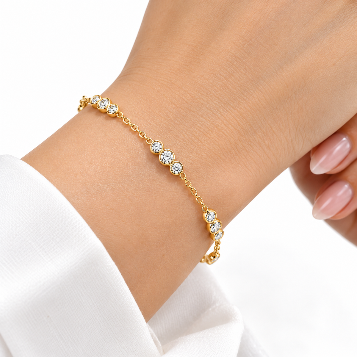 Bezel Trio Station Bracelet