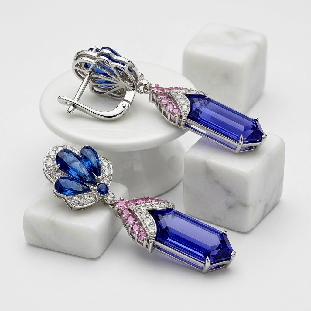 Imperial Fan Tanzanite Dangle Earrings