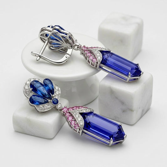 Imperial Fan Tanzanite Dangle Earrings