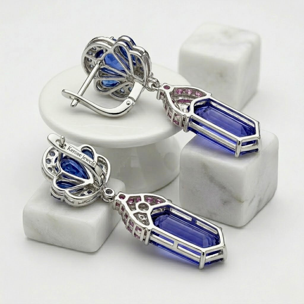 Imperial Fan Tanzanite Dangle Earrings