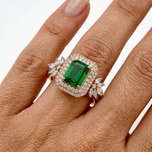 Imperial Emerald & Diamond Bloom Ring