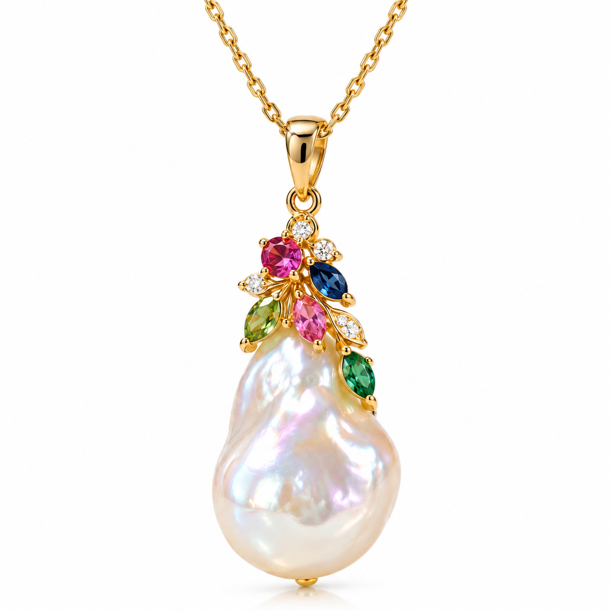 Floral Baroque Pearl Pendant