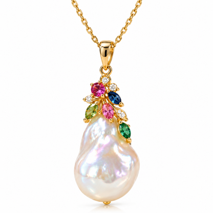 Floral Baroque Pearl Pendant