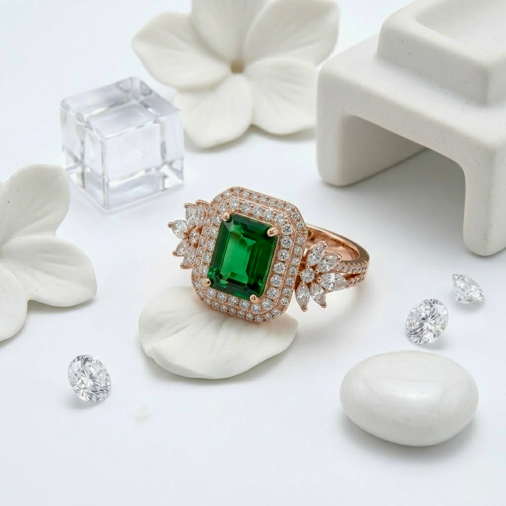 Imperial Emerald & Diamond Bloom Ring
