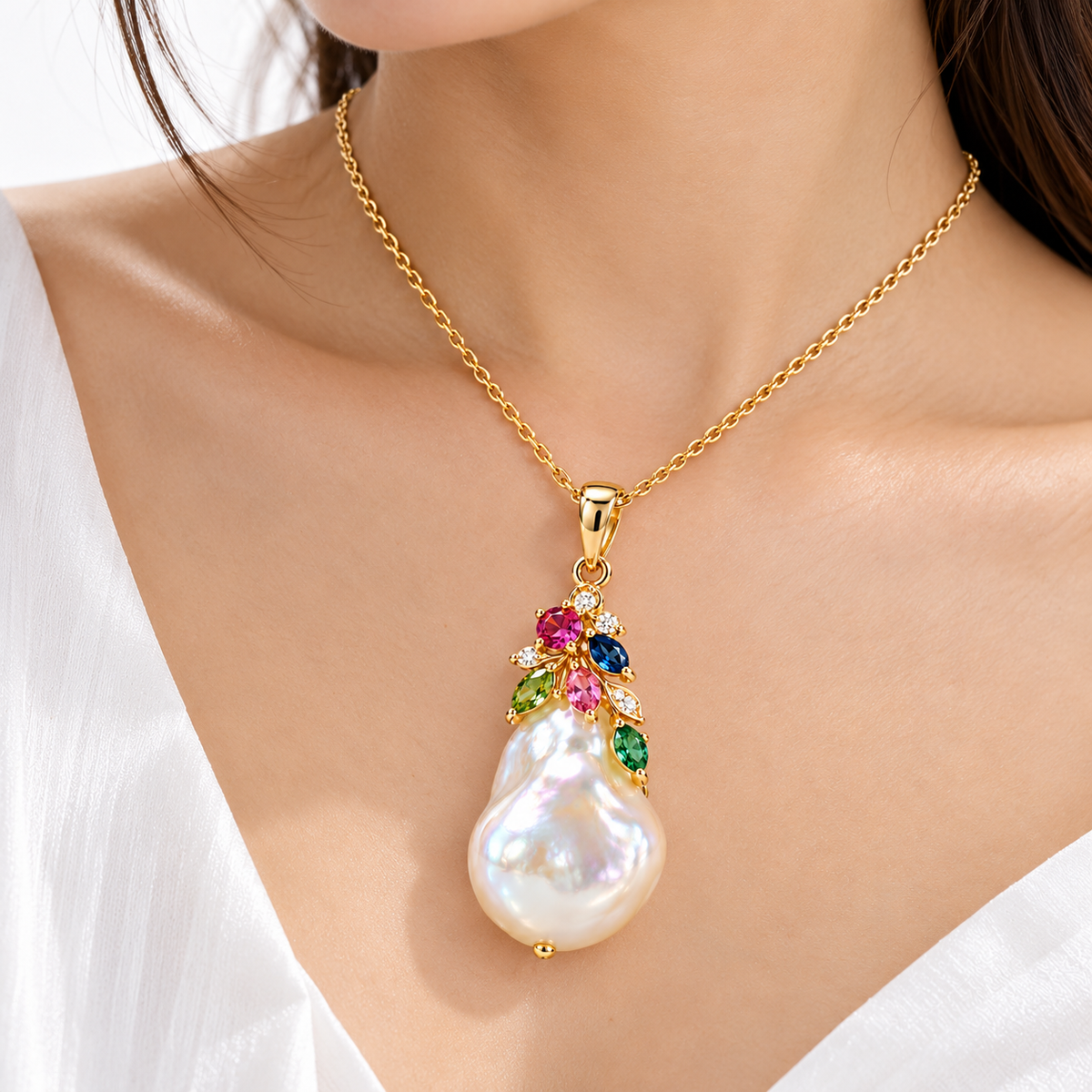 Floral Baroque Pearl Pendant
