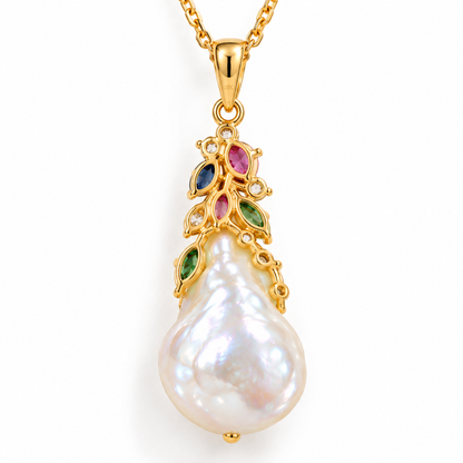 Floral Baroque Pearl Pendant