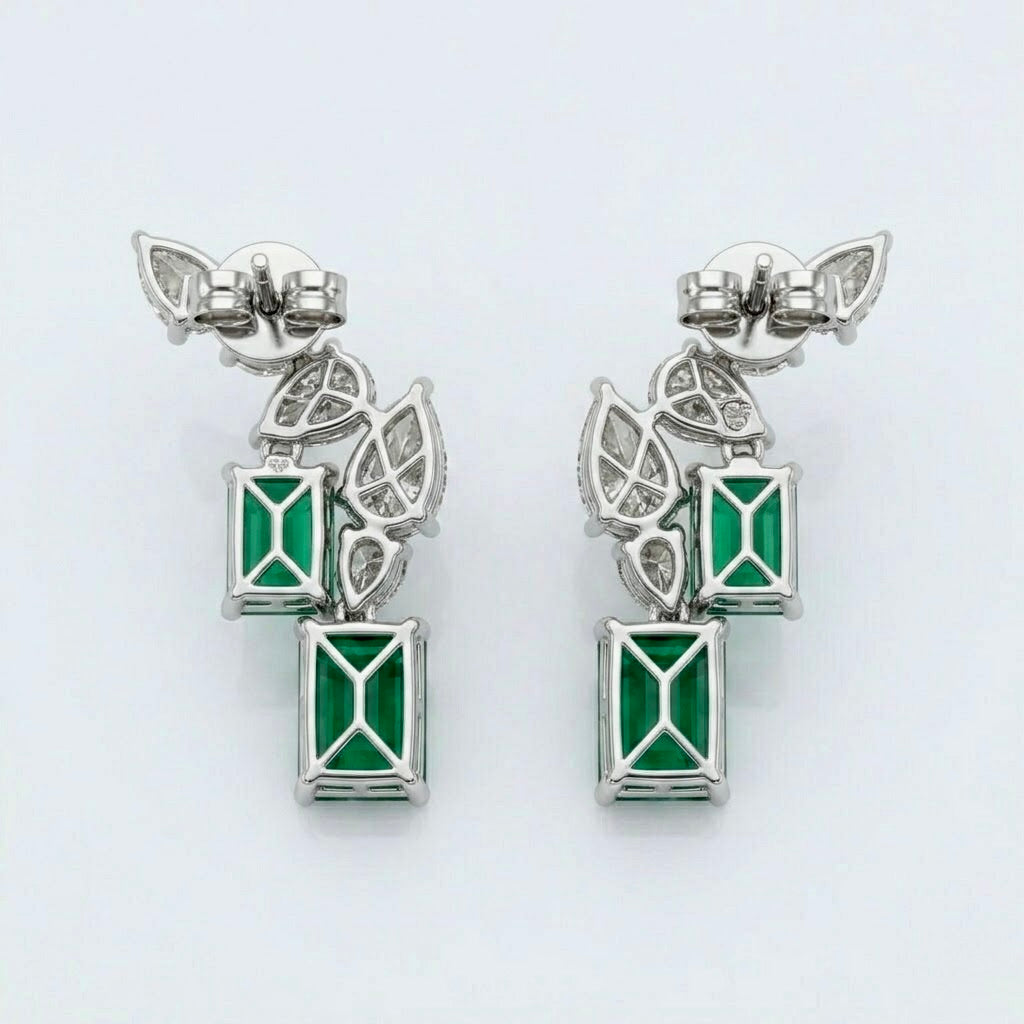 Verdant Climber Emerald & Diamond Earrings