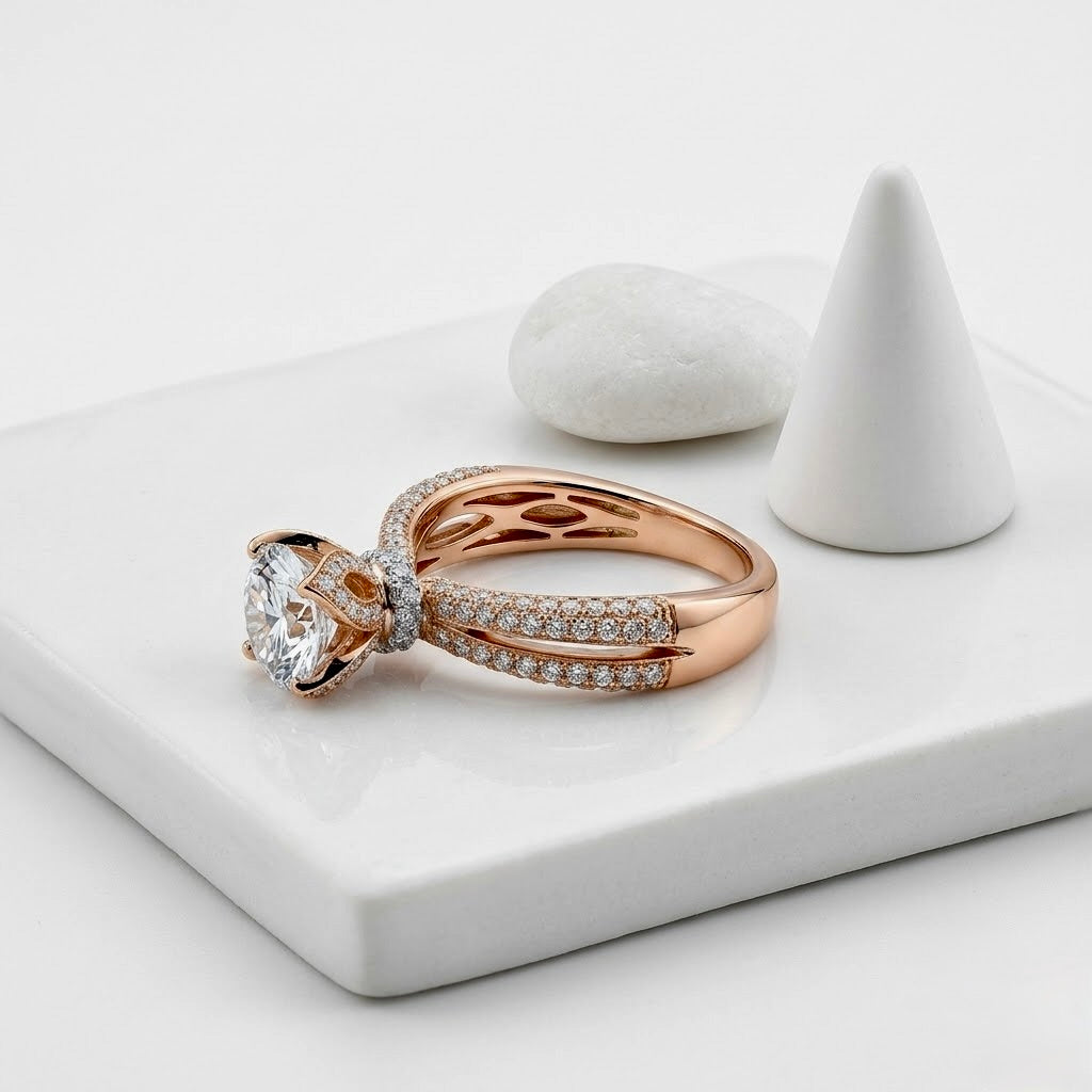 Lotus Blossom Solitaire Engagement Ring