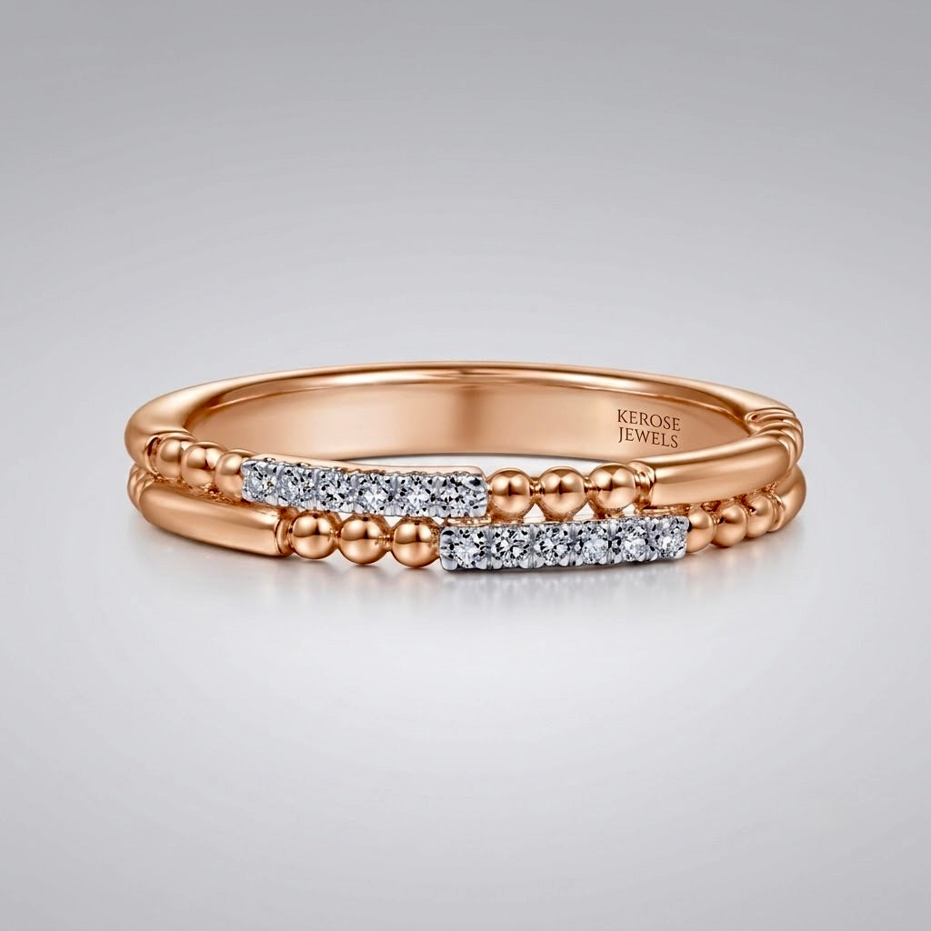 Duet Milgrain Diamond Stackable Ring