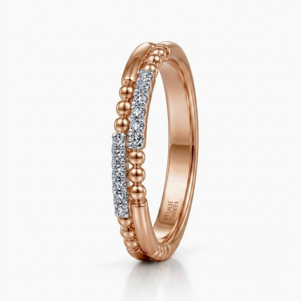 Duet Milgrain Diamond Stackable Ring