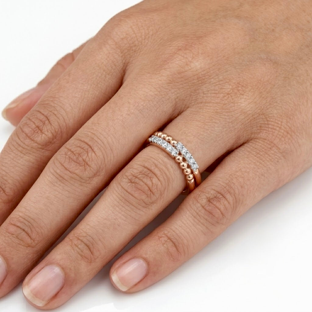 Duet Milgrain Diamond Stackable Ring