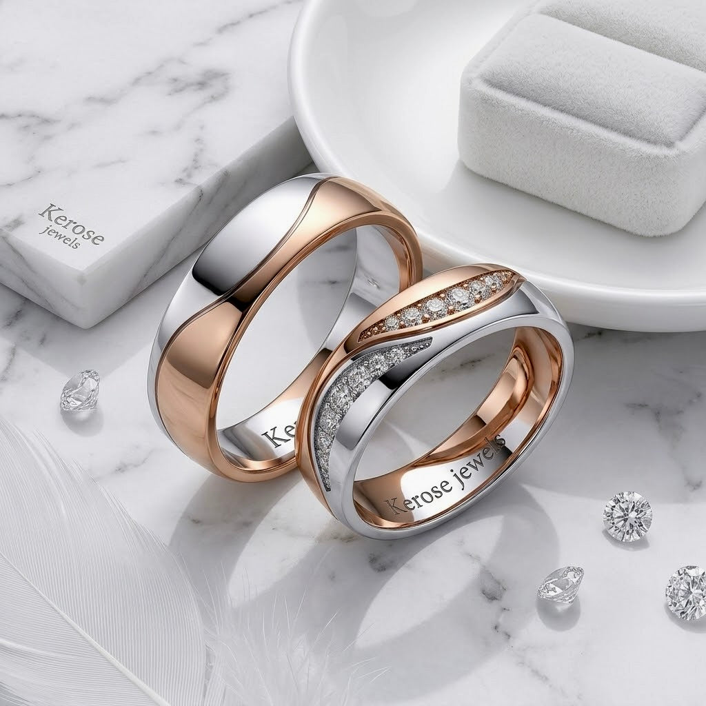 Harmony Dual-Tone Wedding Band Pair