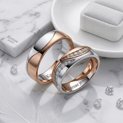 Harmony Dual-Tone Wedding Band Pair