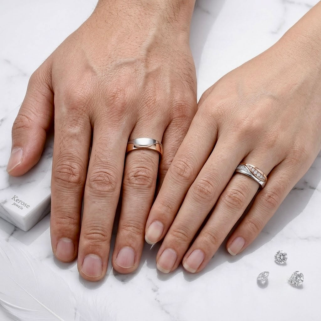 Harmony Dual-Tone Wedding Band Pair